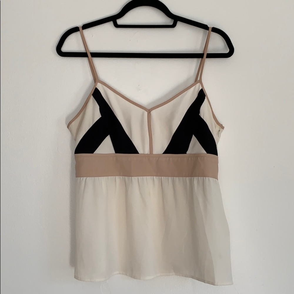 Loft Cream Tank Top with Black/Tan Details